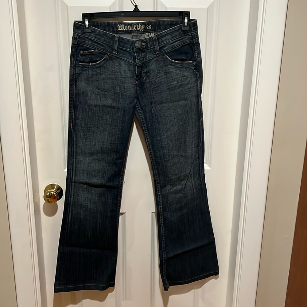 Monarchy, woman’s, boot cut/flare, dark blue jeans. Size 29.